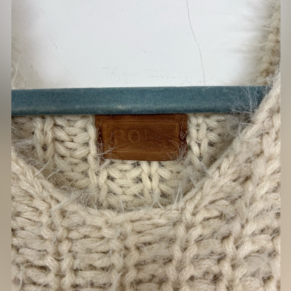 POL cream fuzzy hooded sweater. Size unknown. Measurements included. - Picture 3 of 3